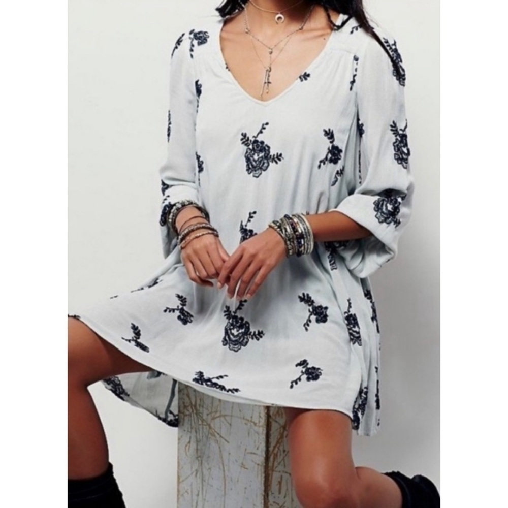 Free People Emma Austin Tunic Floral Embroidered Dress